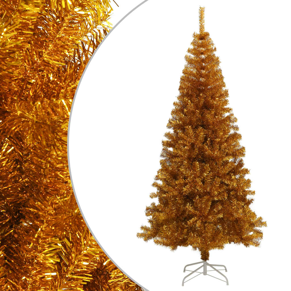 vidaXL Albero di Natale Artificiale con Supporto Oro 240 cm PET