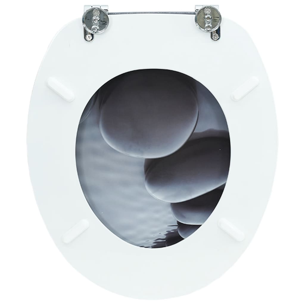 vidaXL Sedile WC in MDF con Coperchio Design Pietre
