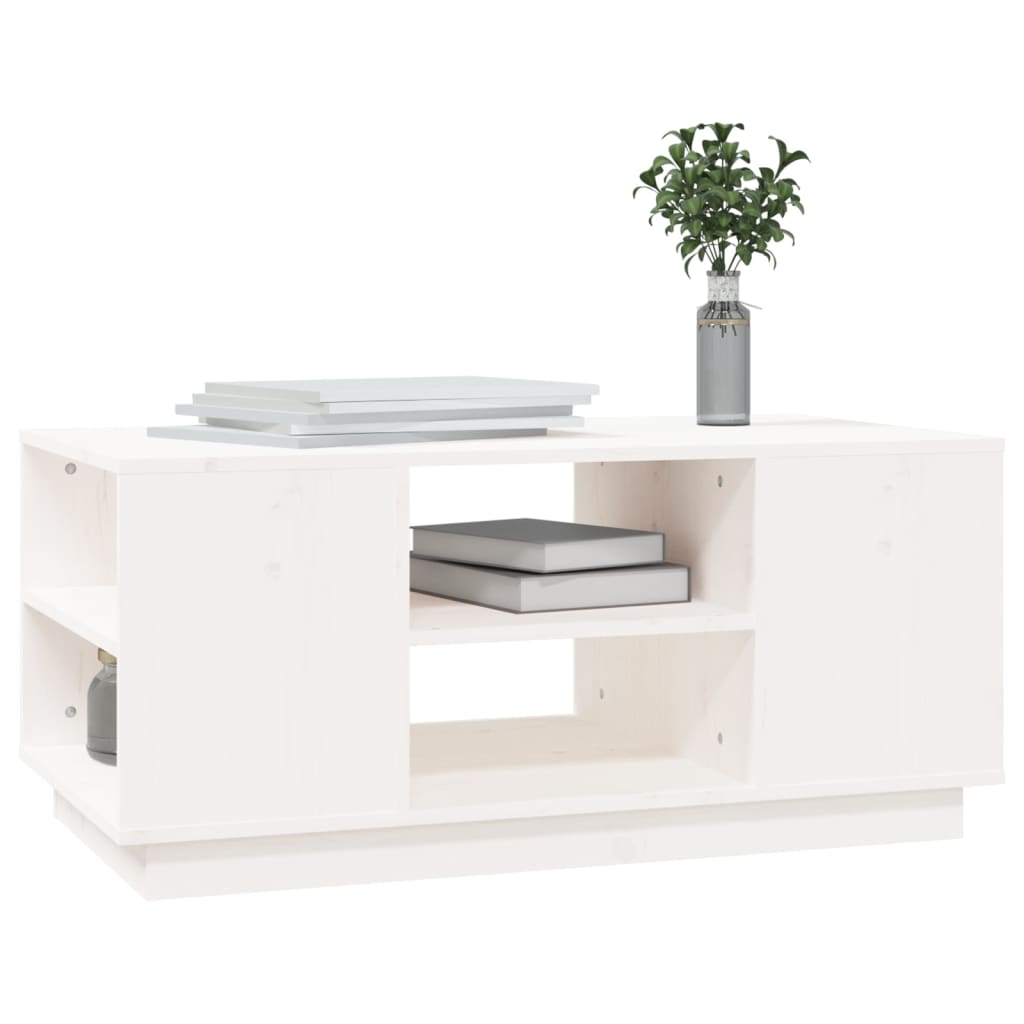 vidaXL Tavolino da Salotto Bianco 90x49x40,5 cm Legno Massello di Pino