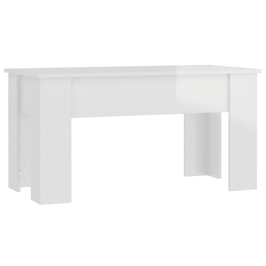 vidaXL Tavolino da Salotto Bianco Lucido 101x49x52 cm Legno Compensato