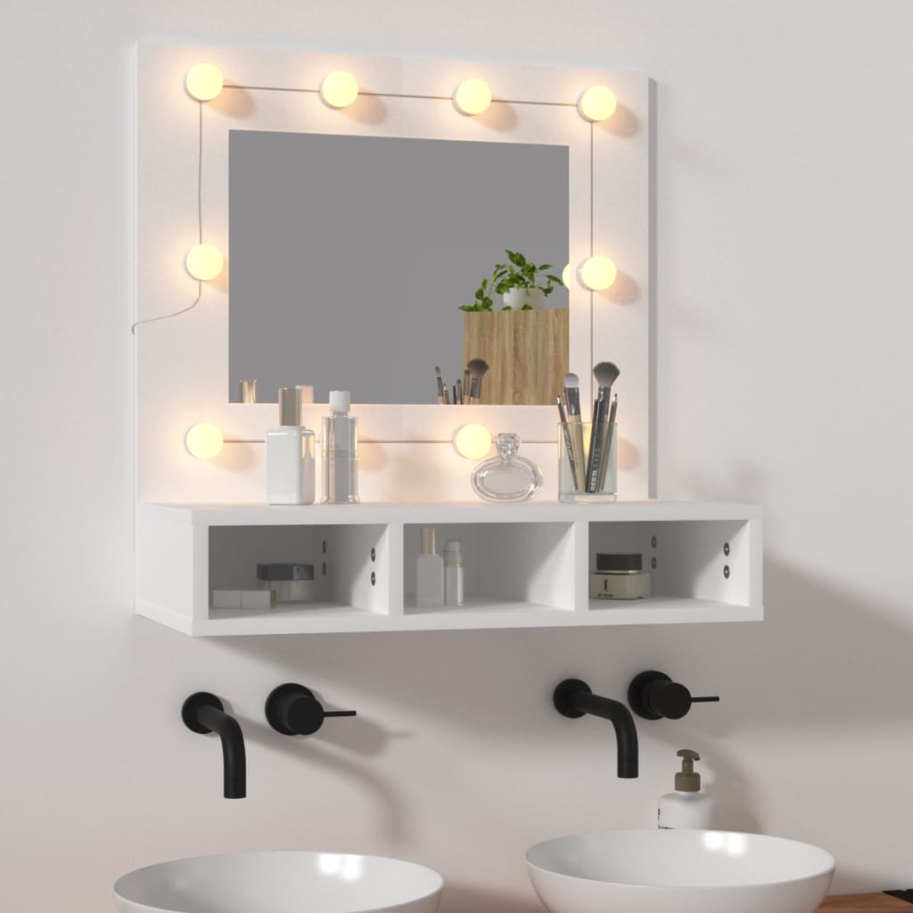 vidaXL Mobile a Specchio con LED Bianco 60x31,5x62 cm
