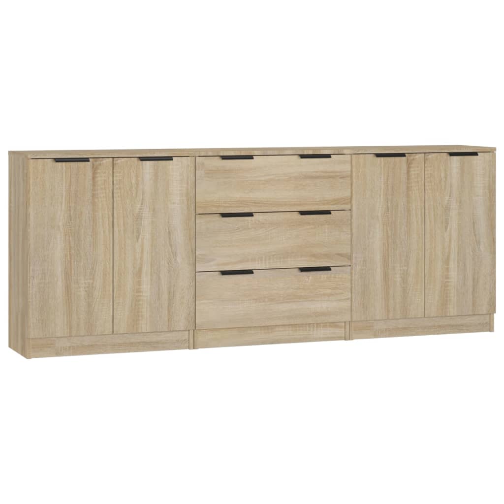 Credenze 3 pz rovere sonoma in legno multistratocod mxl 101877