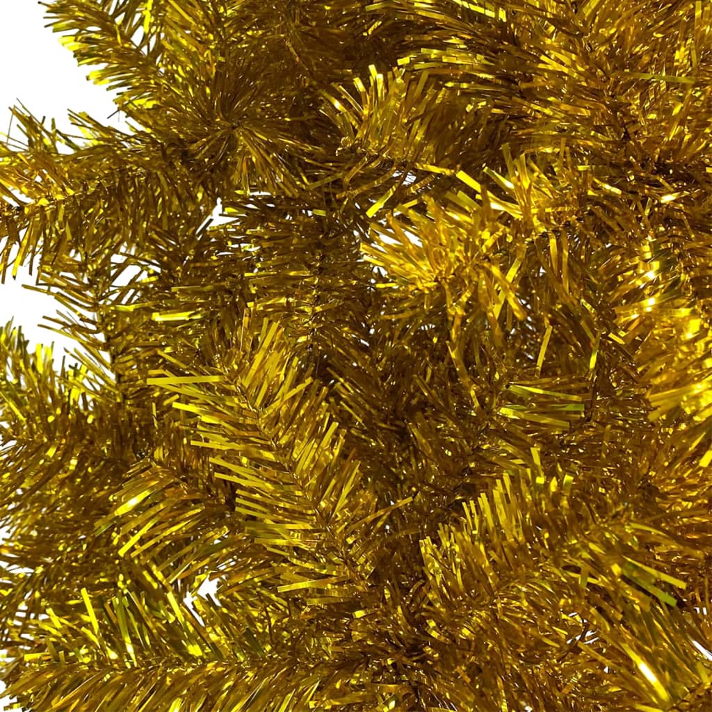 vidaXL Albero di Natale Sottile Preilluminato Oro 210 cm