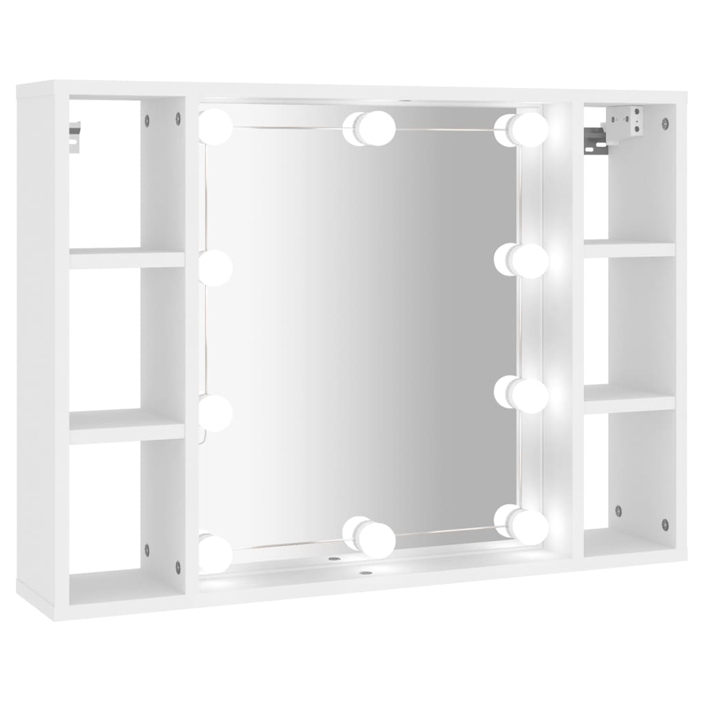 vidaXL Mobile a Specchio con LED Bianco 76x15x55 cm
