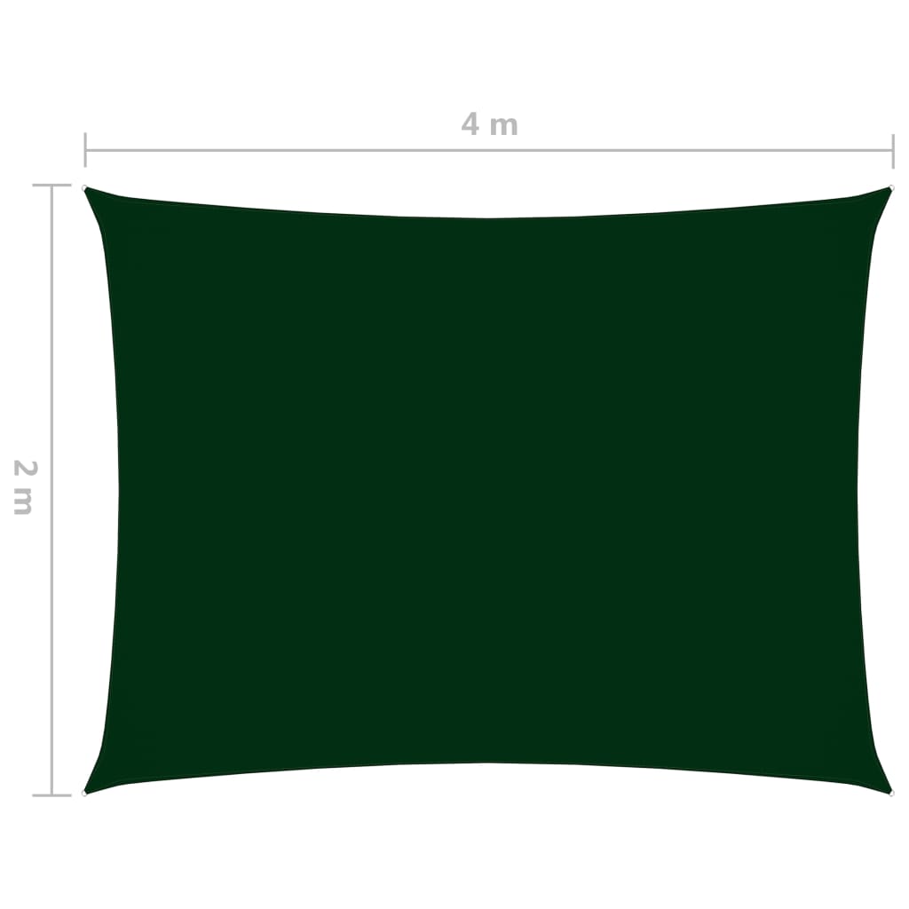 vidaXL Parasole a Vela Oxford Rettangolare 2x4 m Verde Scuro