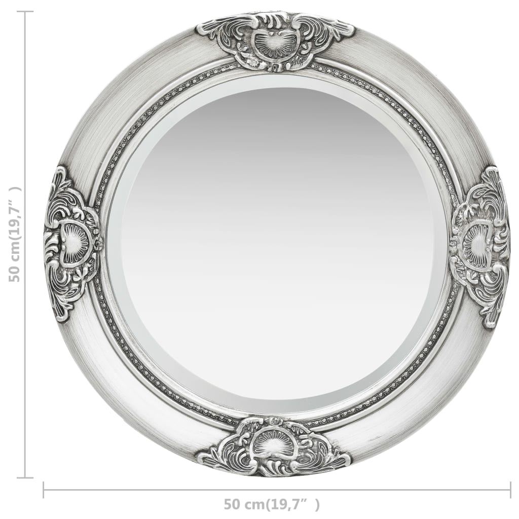 vidaXL Specchio da Parete Stile Barocco 50 cm Argento