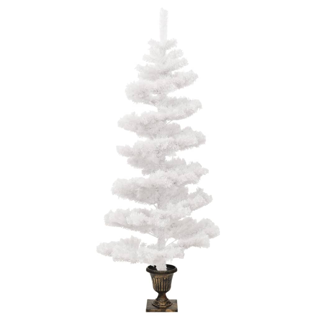 vidaXL Albero di Natale Preilluminato con Vaso Bianco 120 cm in PVC