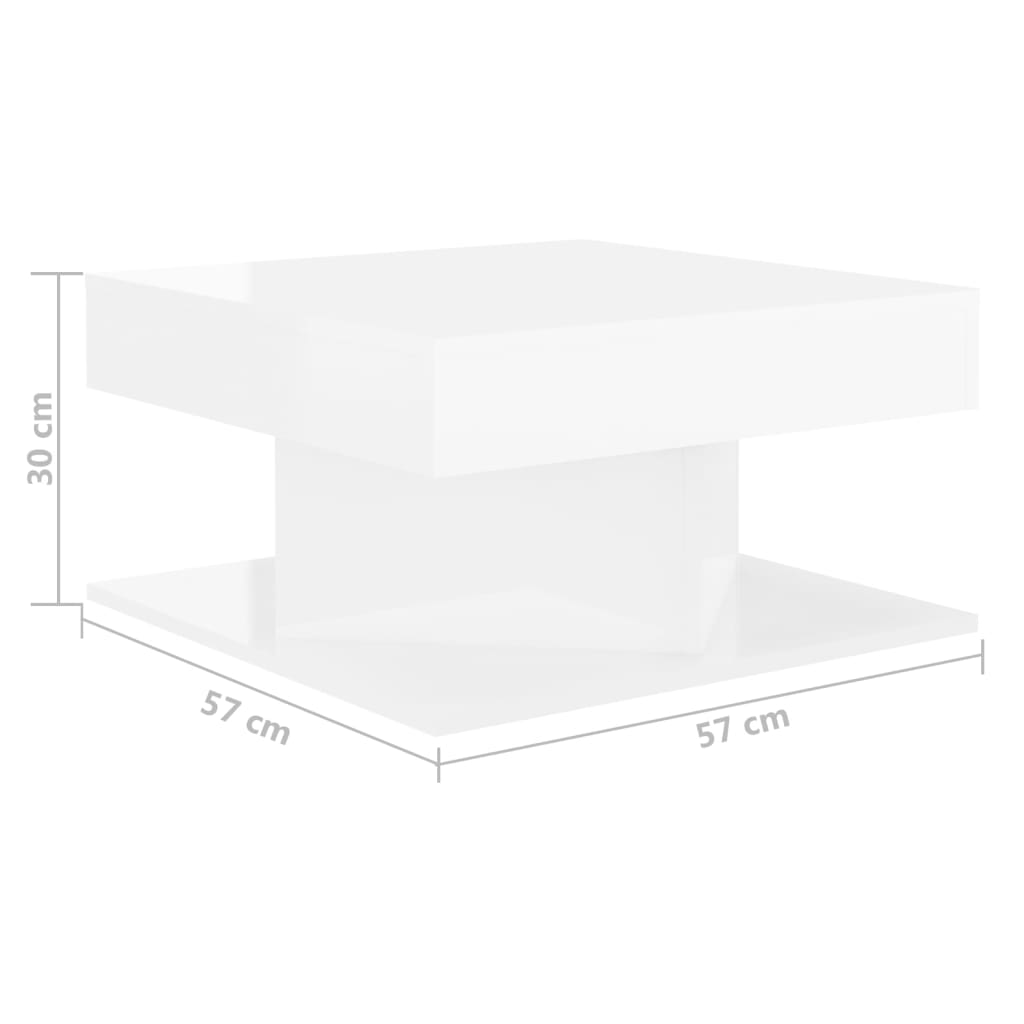 vidaXL Tavolino da Salotto Bianco Lucido 57x57x30 cm Legno Multistrato