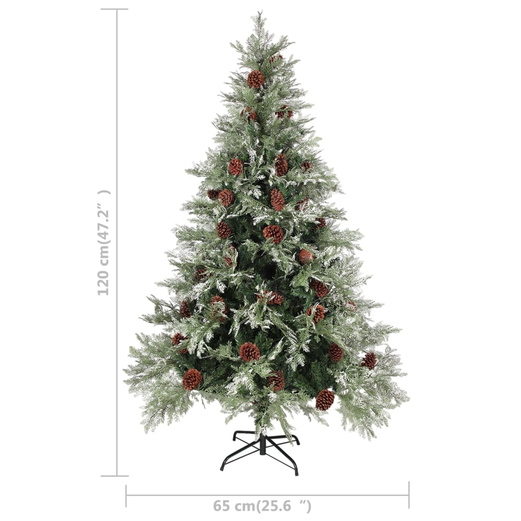 vidaXL Albero di Natale con Pigne Verde e Bianco 120 cm in PVC e PE