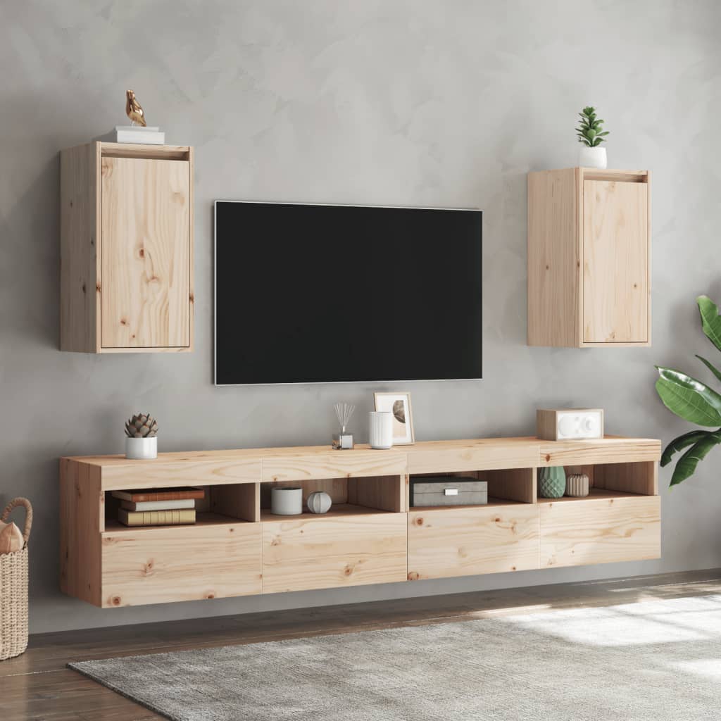 Pensili 2 Pz Grigi 60x30x30 Cm In Legno Massello Di Pino