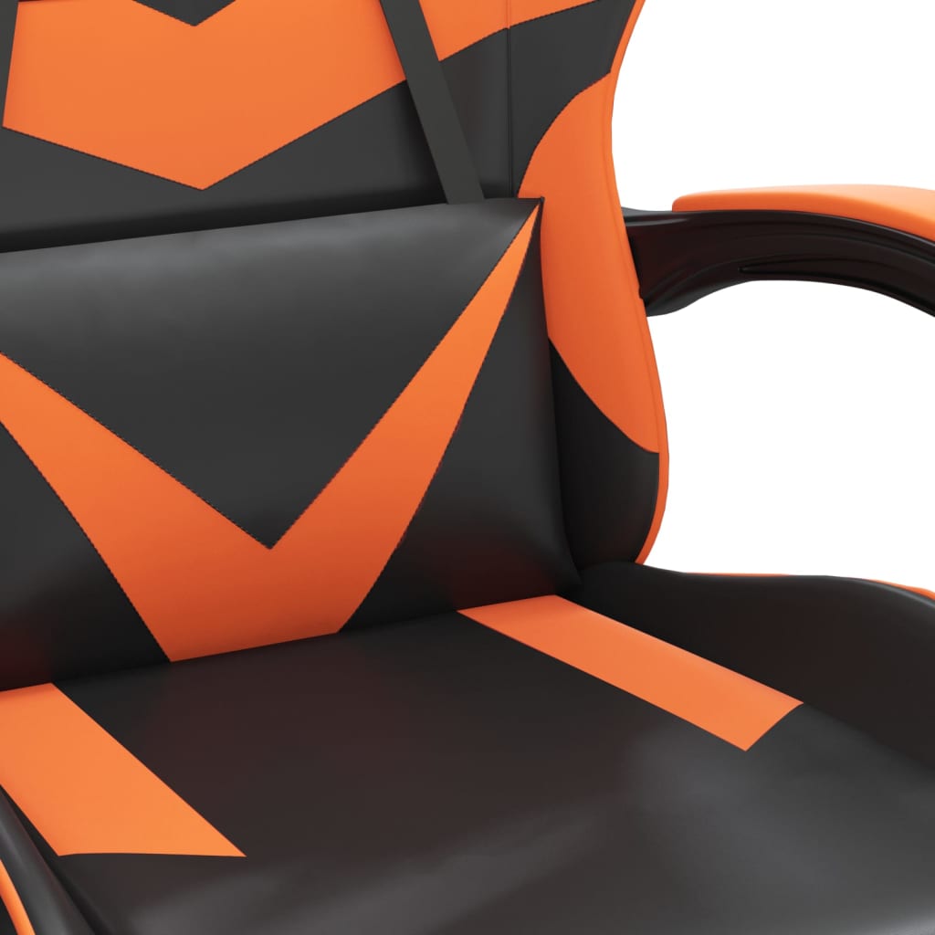vidaXL Sedia da Gaming Girevole Poggiapiedi Nero Arancione Similpelle