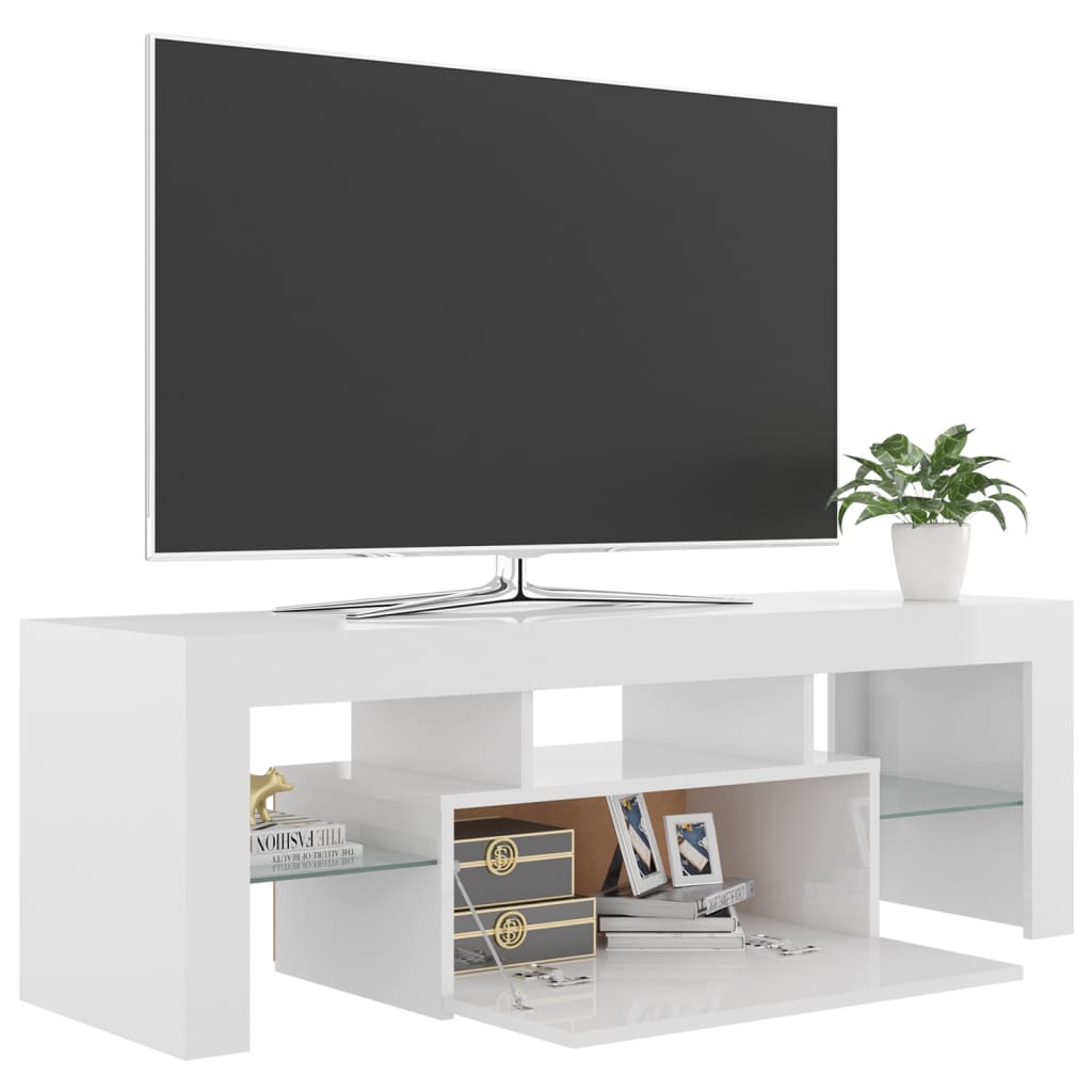 vidaXL Mobile Porta TV con Luci LED Bianco Lucido 120x35x40 cm
