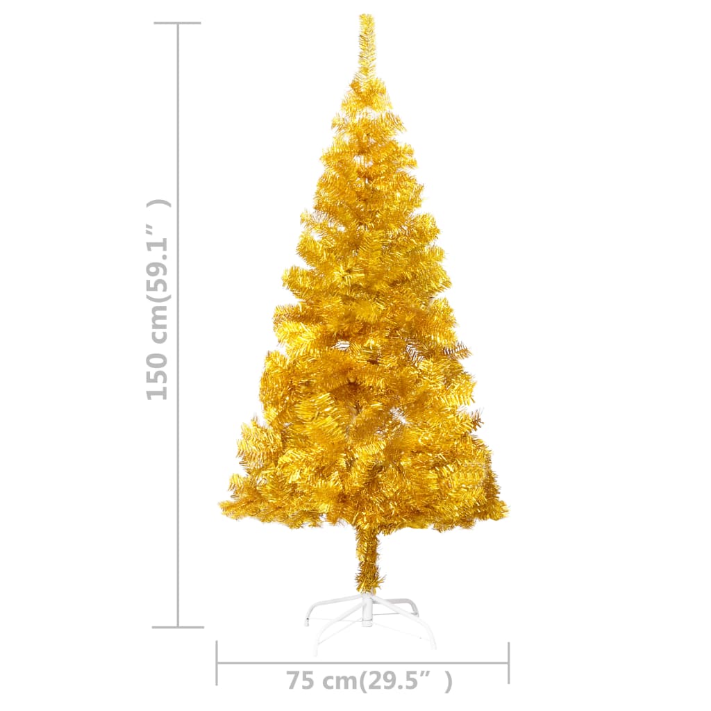 vidaXL Albero di Natale Preilluminato con Palline Oro 150 cm PET