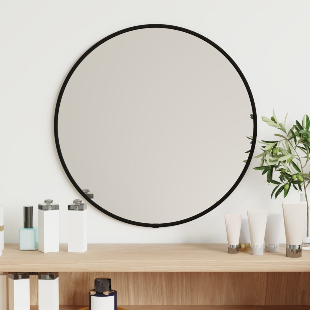 vidaXL Specchio da Parete Nero Ø 40 cm Rotondo