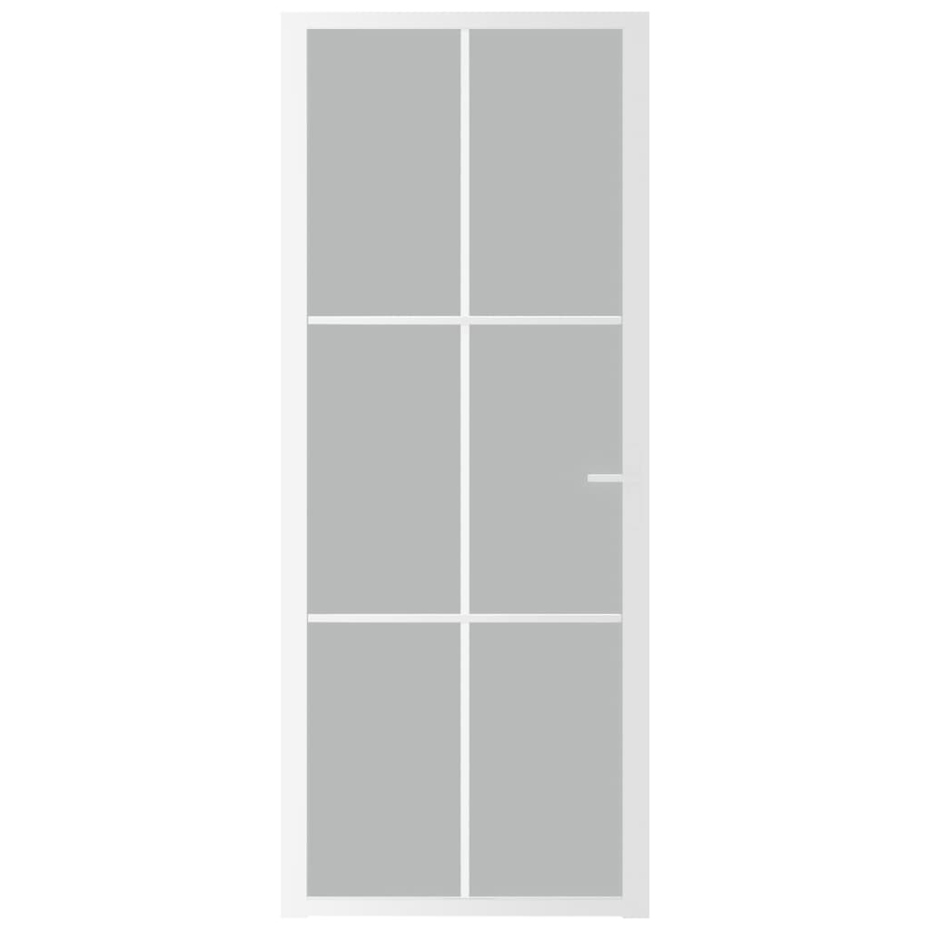 vidaXL Porta Interna 83x201,5 cm Bianco Opaco Vetro e Alluminio