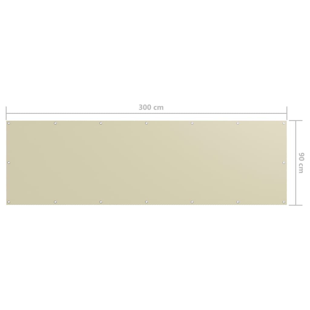 vidaXL Paravento da Balcone Crema 90x300 cm Tessuto Oxford