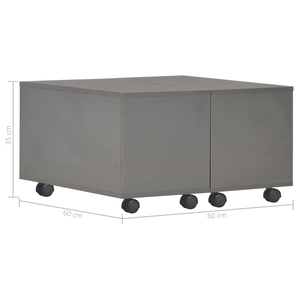 vidaXL Tavolino da Salotto Grigio Lucido 60x60x35 cm Legno Multistrato