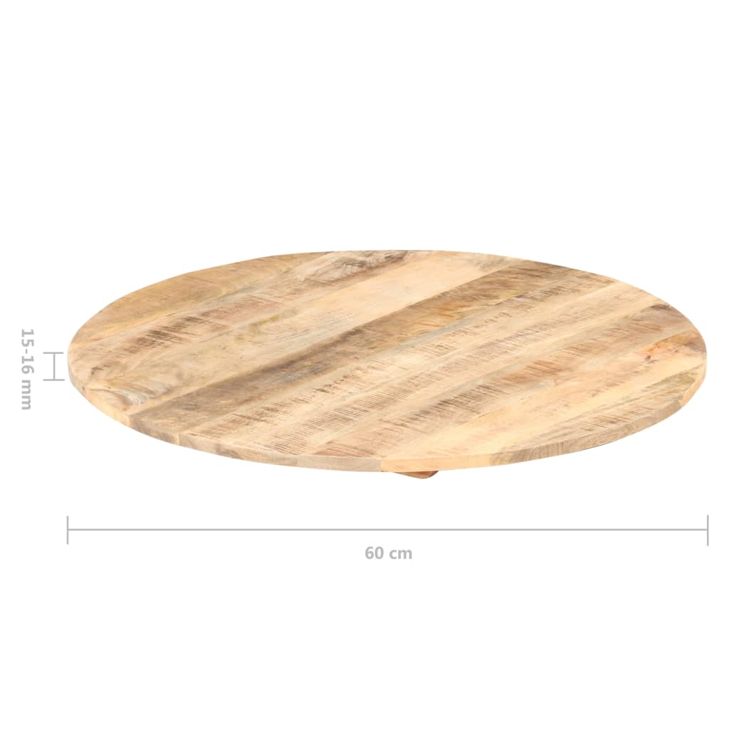vidaXL Piano Tavolo in Legno Massello di Mango Rotondo 15-16 mm 60 cm
