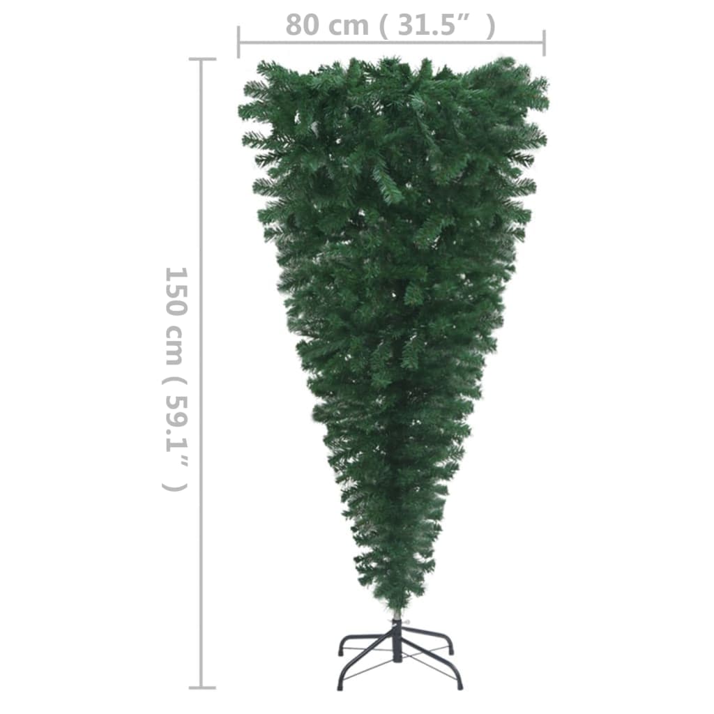 vidaXL Albero di Natale Capovolto Preiluminato 150 cm Verde PVC