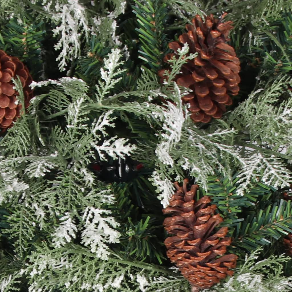 vidaXL Albero di Natale con Luci e Pigne Verde e Bianco 225cm PVC e PE