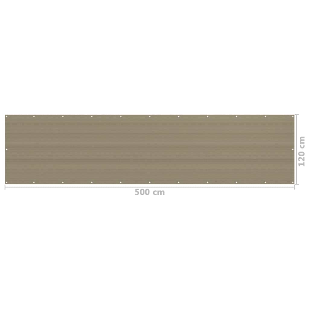 vidaXL Paravento da Balcone Grigio Talpa 120x500 cm in HDPE