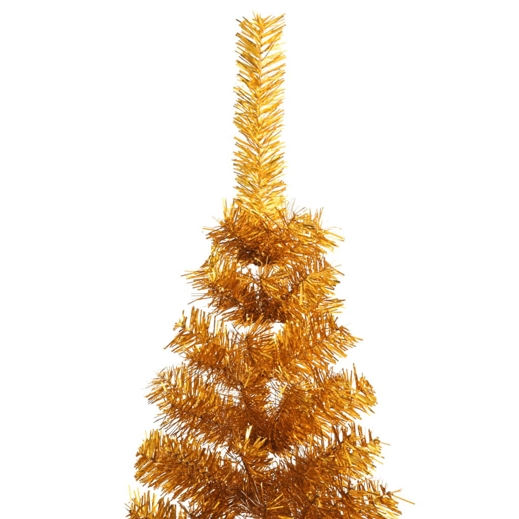 vidaXL Albero di Natale Artificiale a Metà con Supporto Oro 240 cm PET