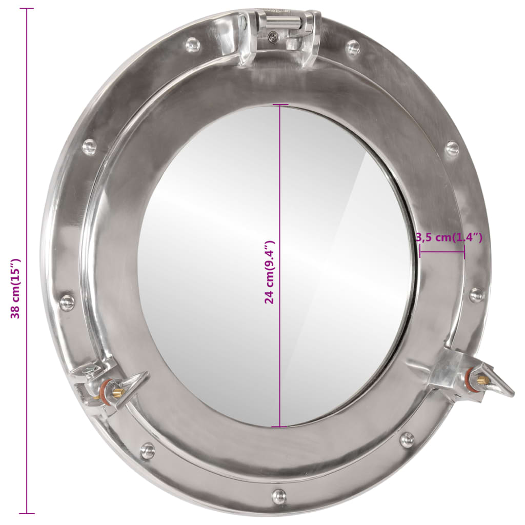 vidaXL Specchio da Parete Design Oblò Ø38 cm in Alluminio e Vetro