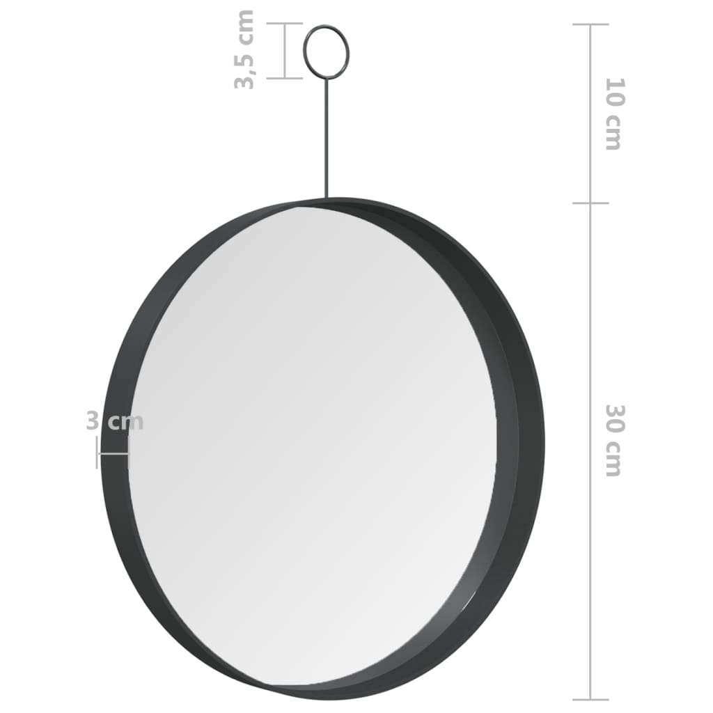 vidaXL Specchio Sospeso con Gancio Nero 30 cm