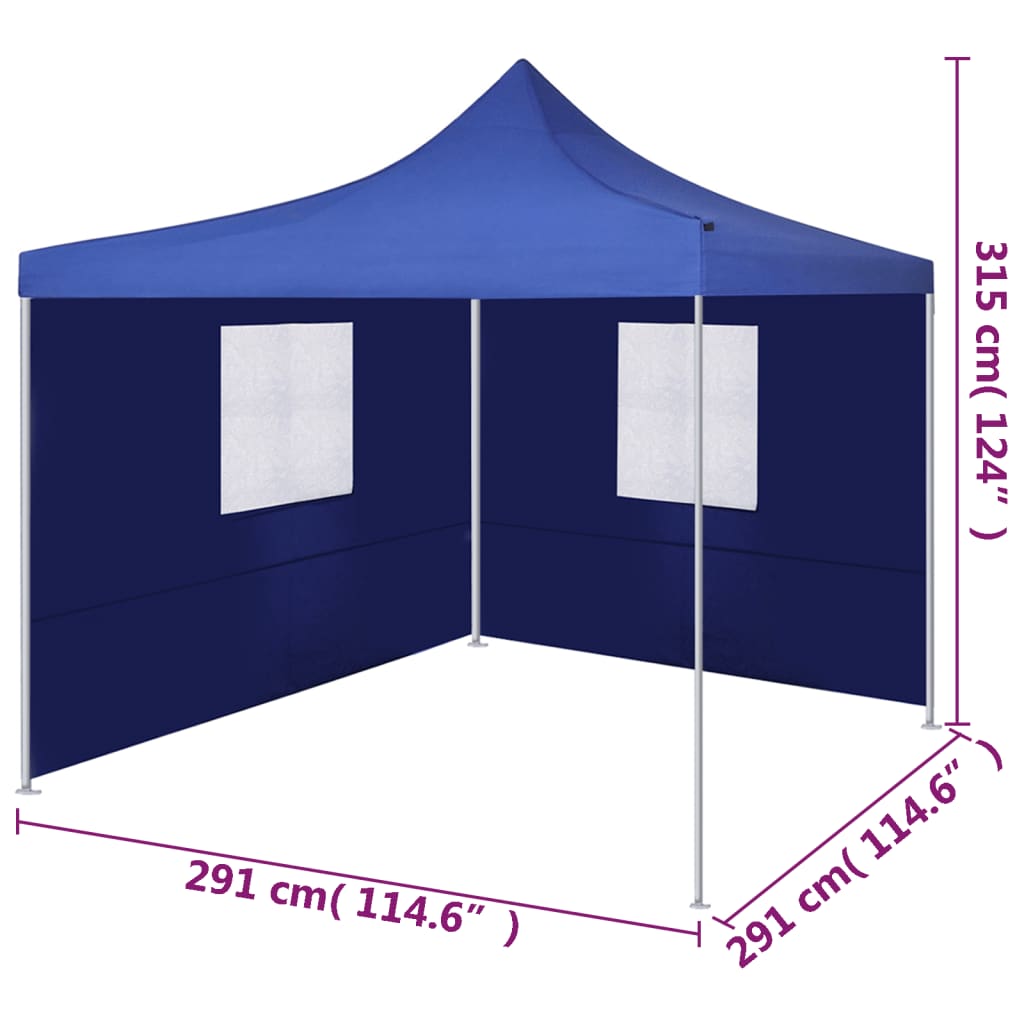 vidaXL Tenda Pieghevole con 2 Pareti 3x3 m Blu