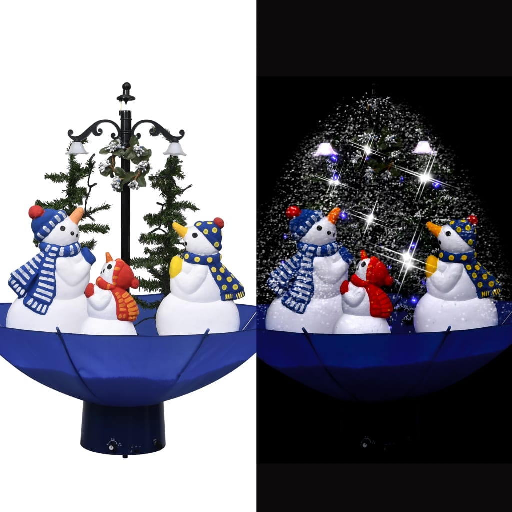 vidaXL Albero di Natale con Nevicata e Base ad Ombrello Blu 75 cm PVC