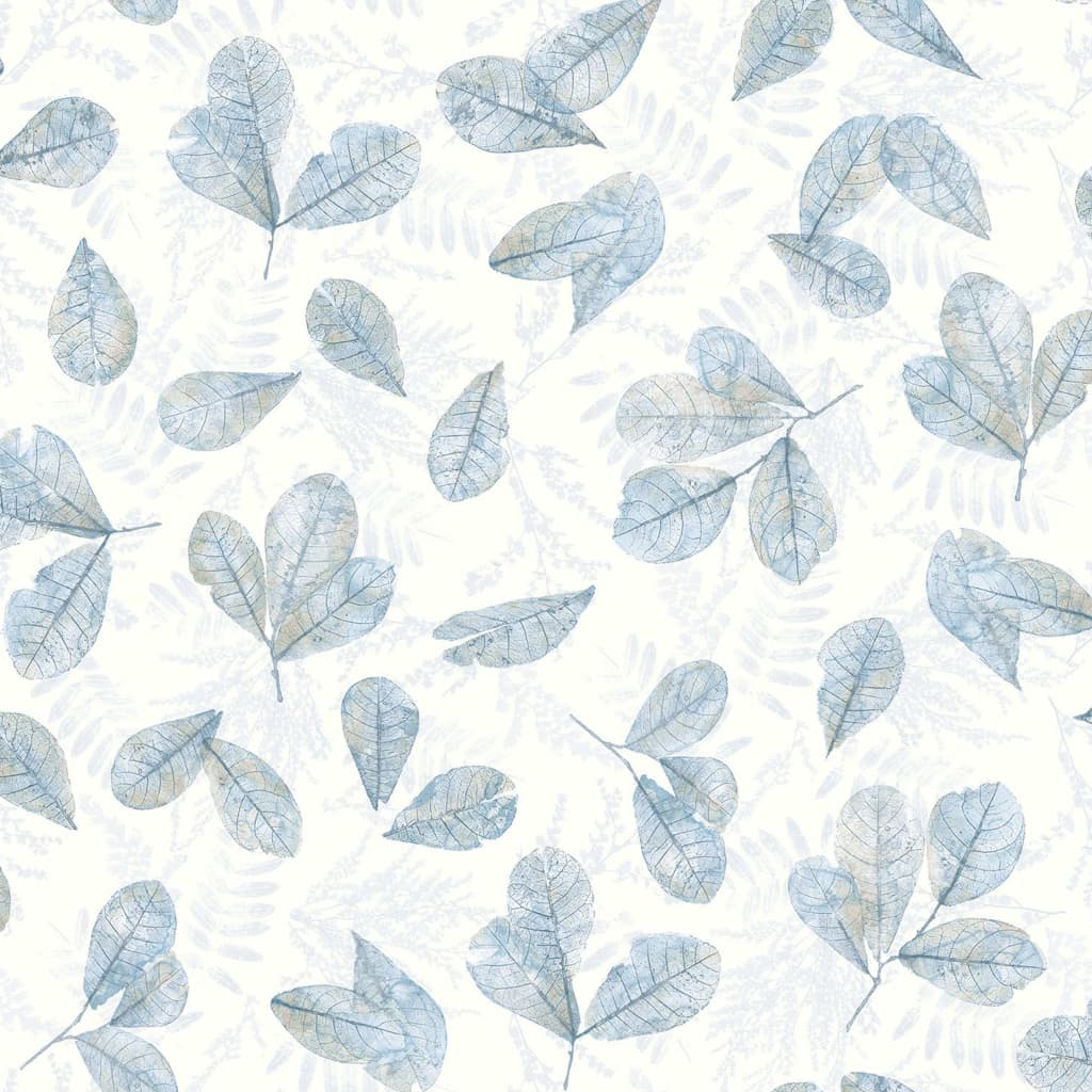Noordwand Carta da Parati Evergreen Leaves Bianco e Blu
