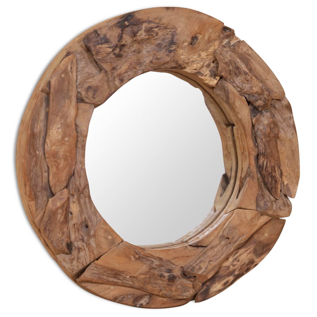 vidaXL Specchio Decorativo in Legno di Teak 60 cm Rotondo