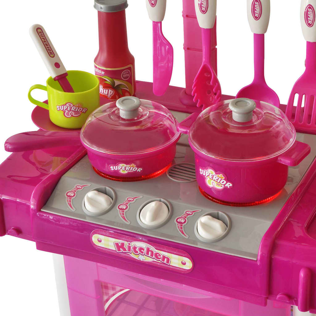 vidaXL Cucina Giocattolo per Bambini con Effetti Luce/Suoni Rosa