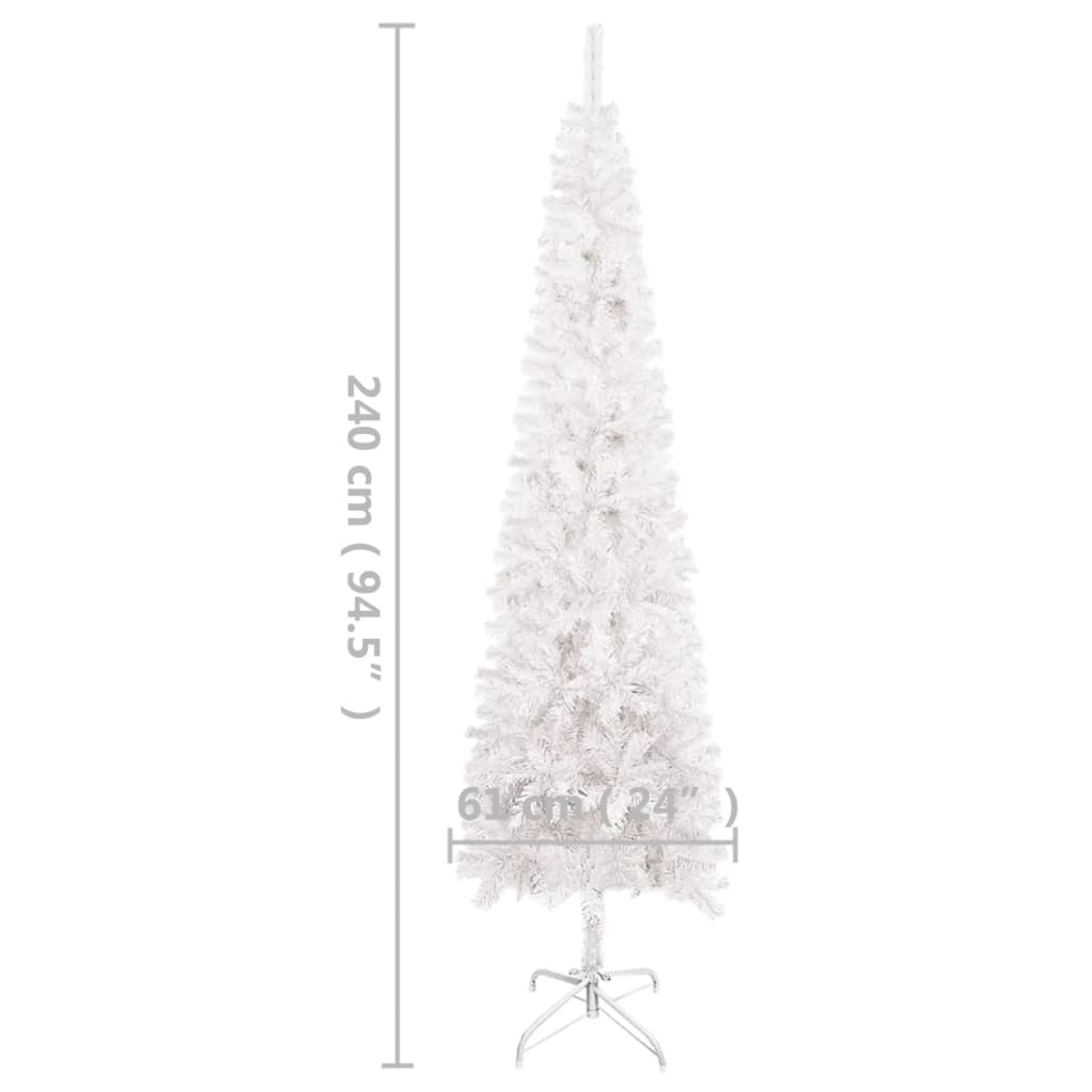 vidaXL Albero di Natale Sottile Preilluminato Bianco 240 cm