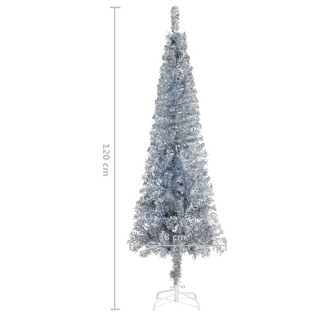 vidaXL Albero di Natale Sottile Argento 120 cm