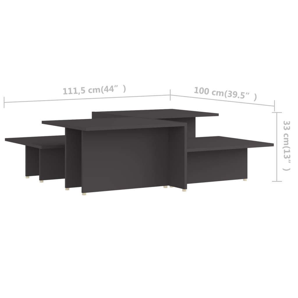 vidaXL Tavolini da Salotto 2 pz Grigi 111,5x50x33 cm Legno Multistrato