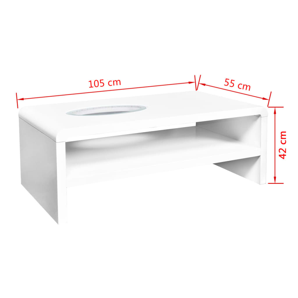 vidaXL Tavolino da Caffè con Luci LED Lucido Bianco 105x55x42 cm