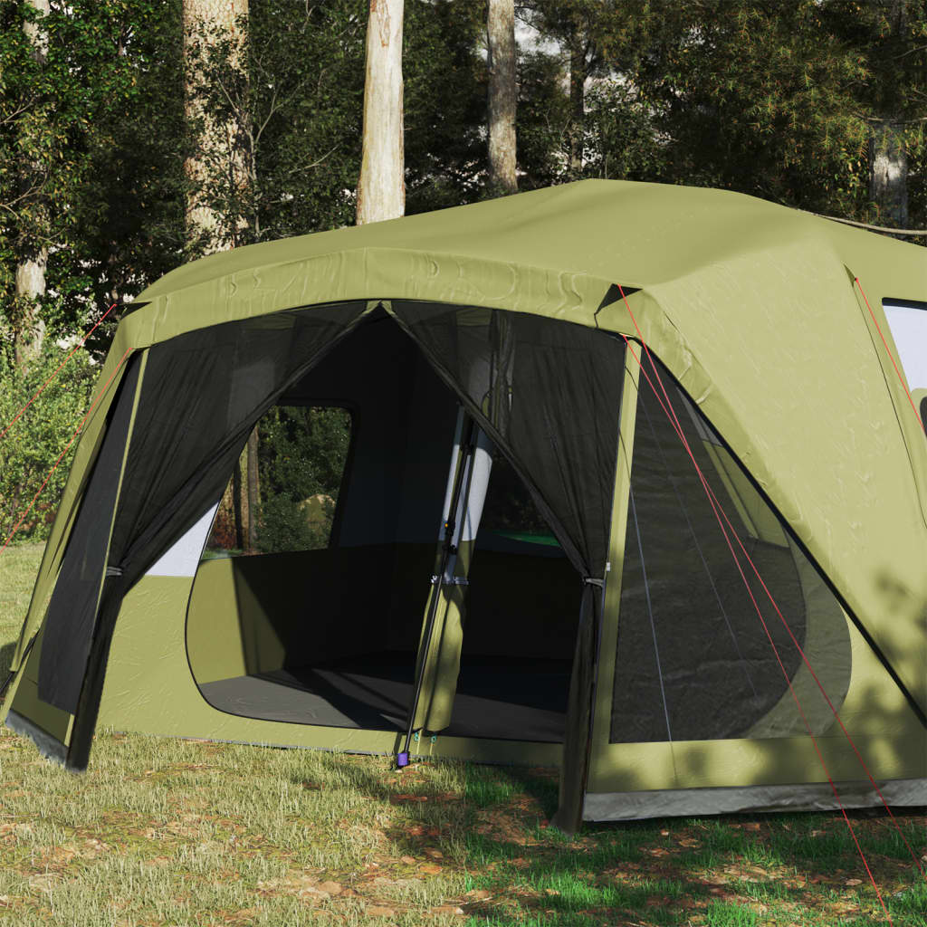 vidaXL Tenda Campeggio 10 Persone Verde Rilascio Rapido Impermeabile