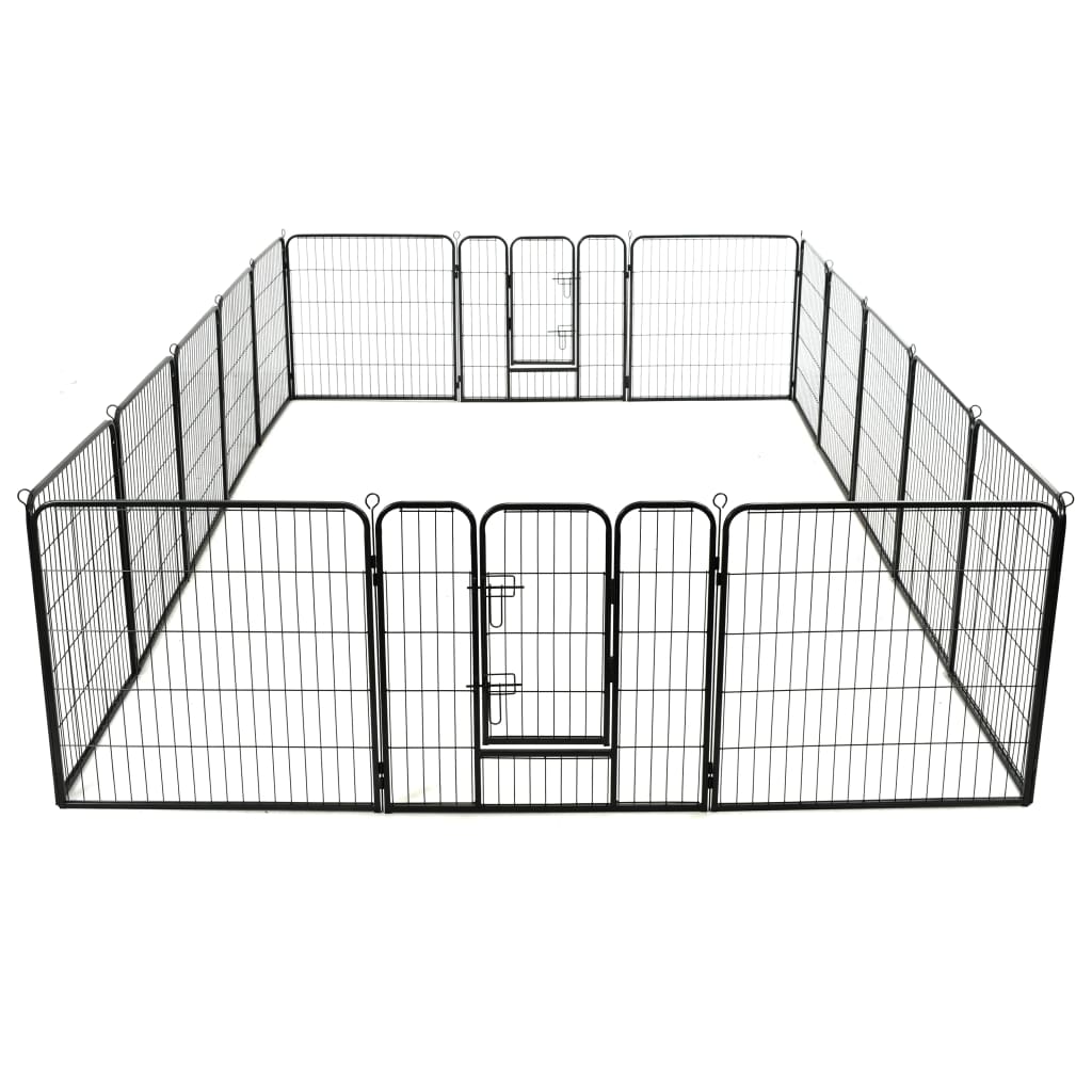 vidaXL Box per Cani con 16 Pannelli in Acciaio 80x80 cm Nero