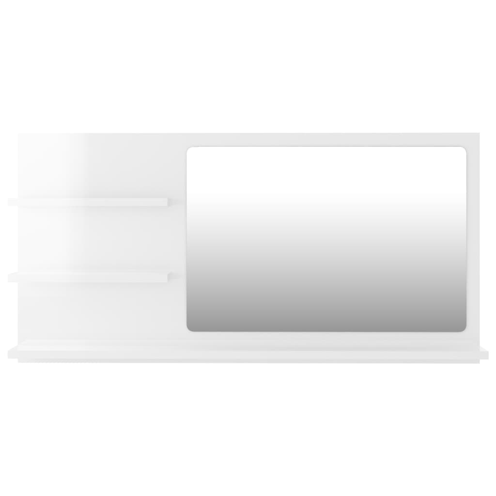vidaXL Specchio da Bagno Bianco Lucido 90x10,5x45 cm Legno Multistrato