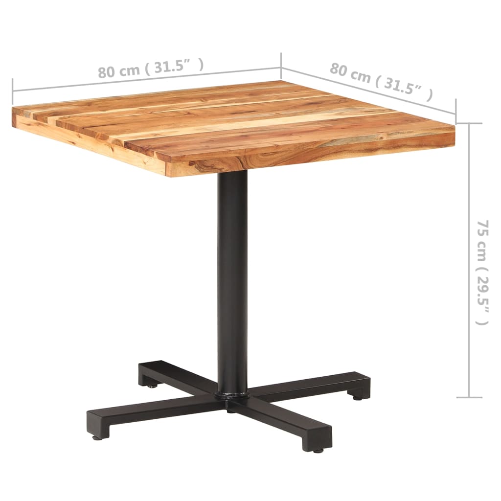 vidaXL Tavolino da Bistrot Quadrato 80x80x75 cm in Massello di Acacia