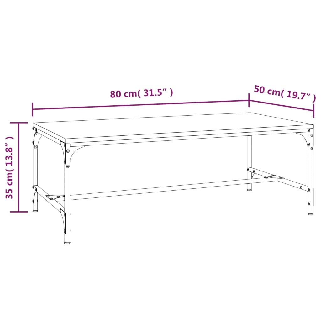 vidaXL Tavolino da Salotto Rovere Sonoma 80x50x35 cm Legno Multistrato