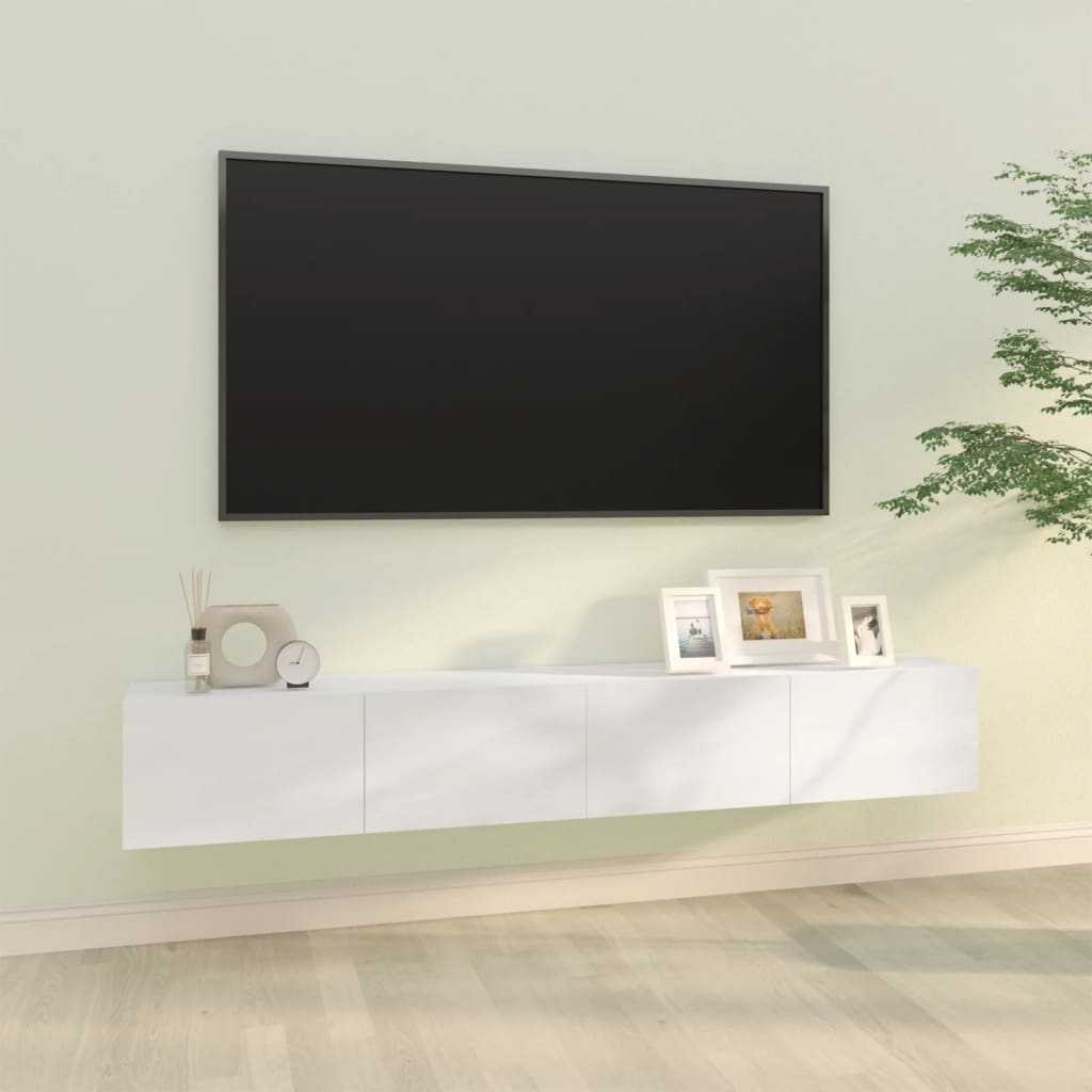 vidaXL Mobili TV da Parete 2 pz Bianco Lucido 100x30x30 cm in Legno