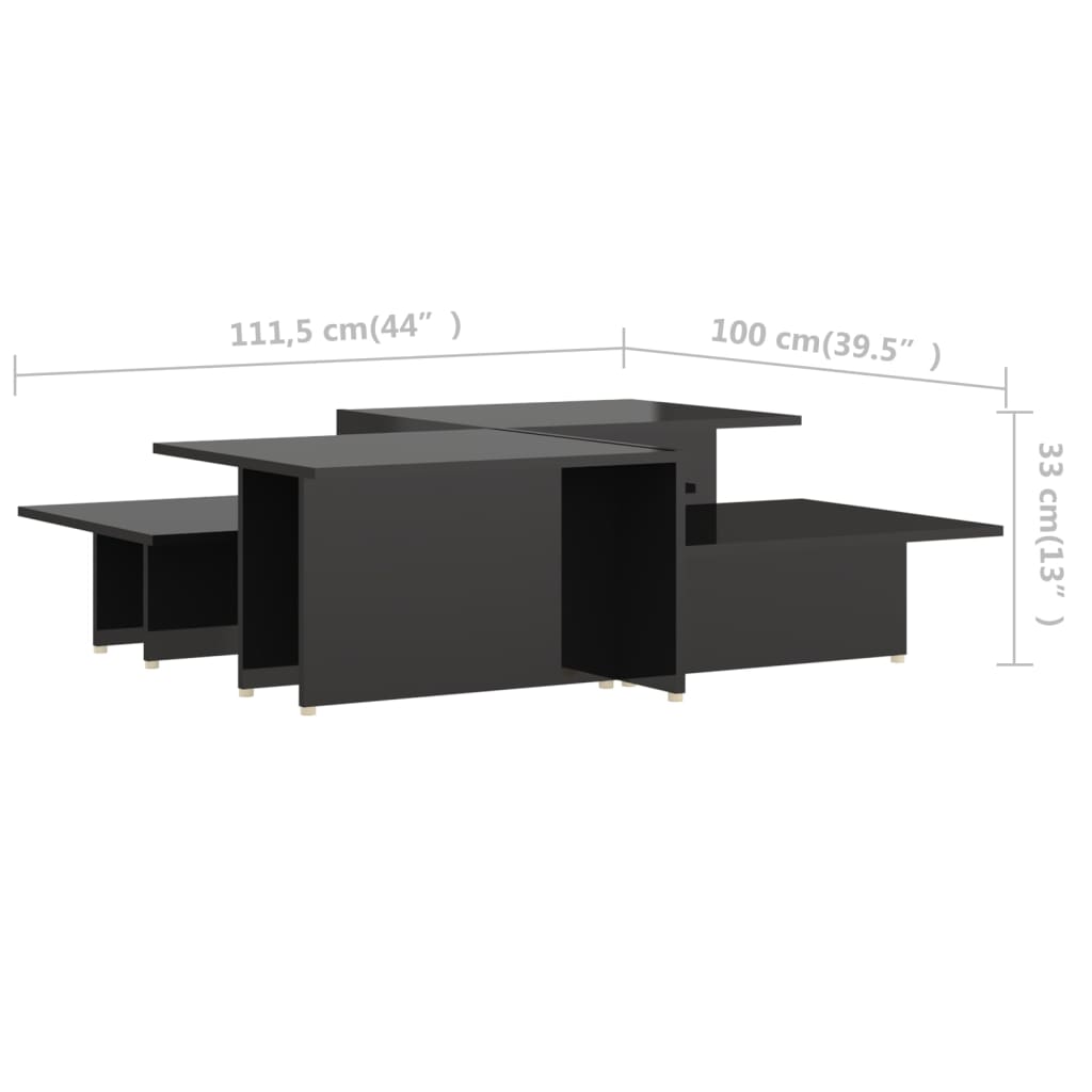 vidaXL Tavolini da Salotto 2 pz Neri 111,5x50x33 cm Legno Multistrato