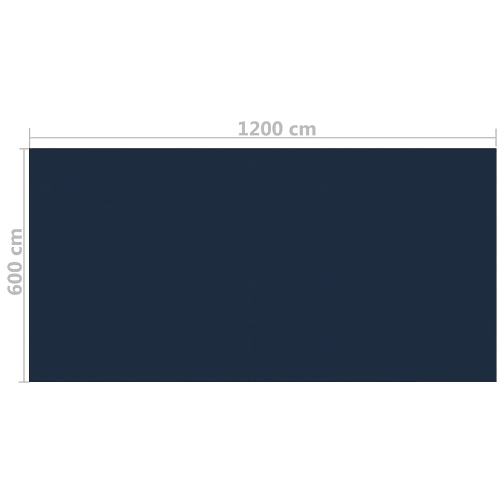 vidaXL Pellicola Galleggiante Solare PE Piscina 1200x600 cm Nero e Blu