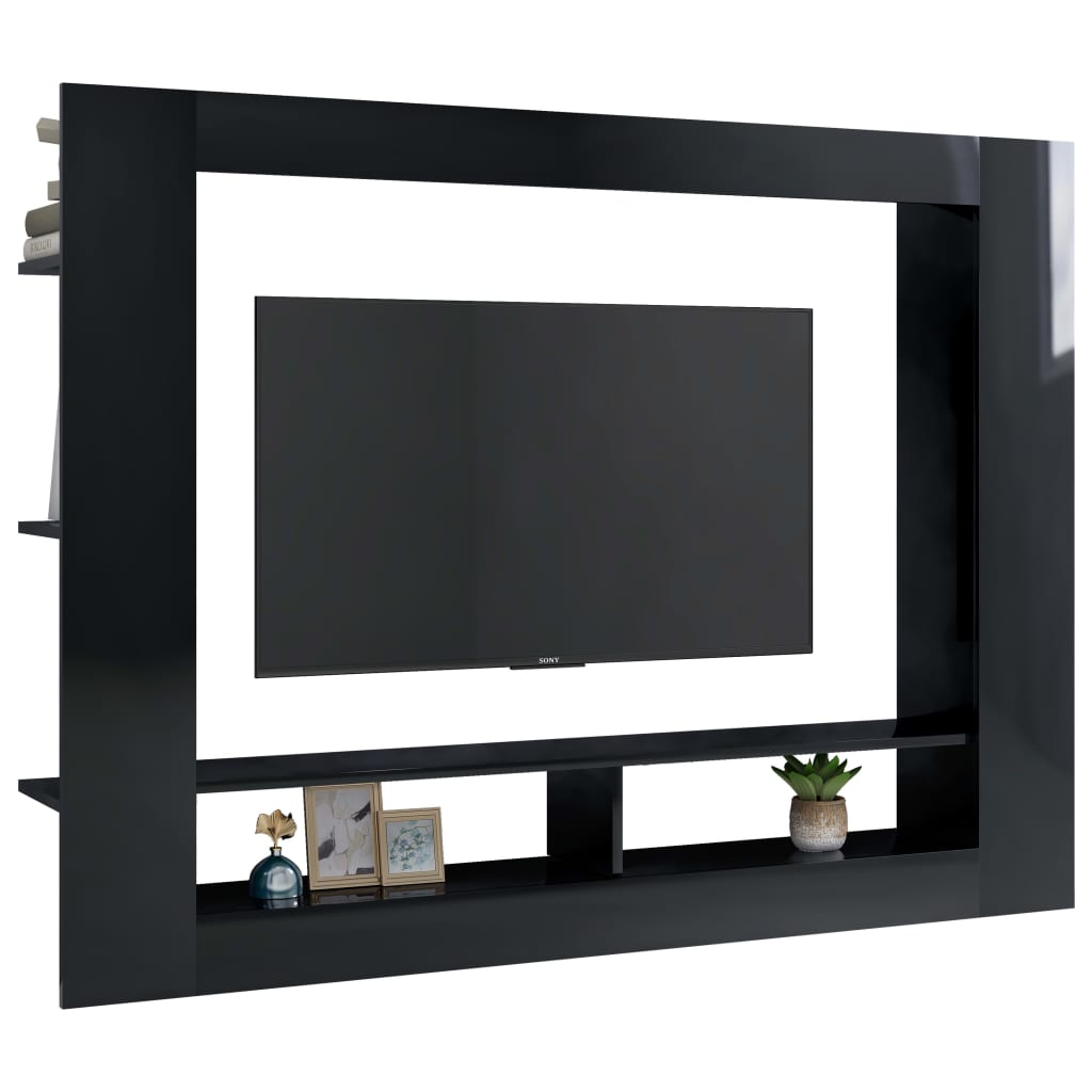 vidaXL Mobile Porta TV Nero Lucido 152x22x113 cm in Legno Multistrato