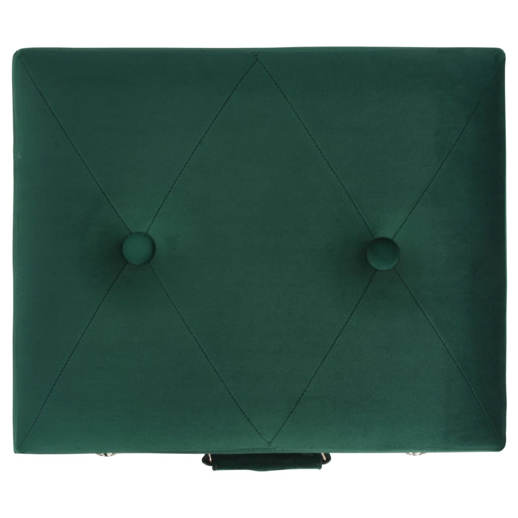 vidaXL Sgabello con Contenitore 40 cm Verde in Velluto