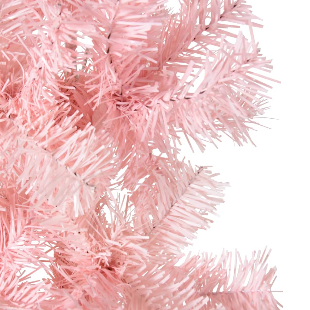 vidaXL Albero Natale Artificiale Sottile a Metà e Supporto Rosa 180 cm