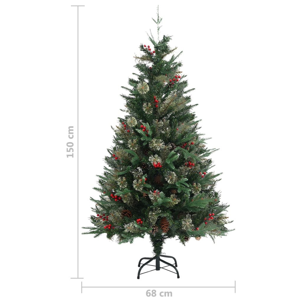 vidaXL Albero di Natale con Pigne Verde 150 cm in PVC e PE