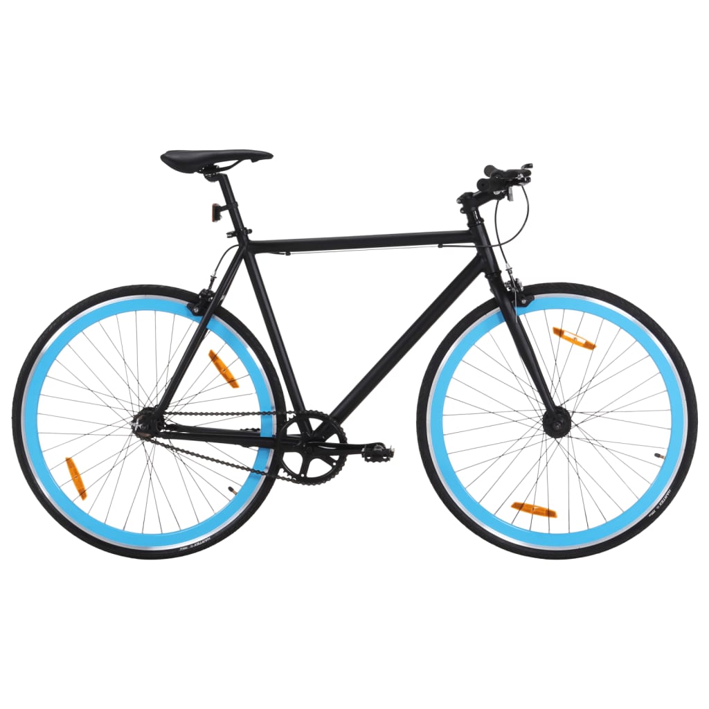 vidaXL Bicicletta a Scatto Fisso Nera e Blu 700c 59 cm